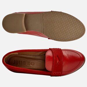 Women's red leather loafers, size EU 42/US 11